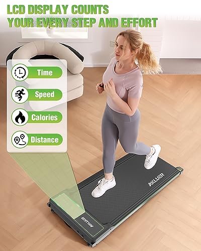 Walking Pad, AKLUER 2 in 1 Walking Pad Treadmill, 2.25 HP Under Desk Treadmill with 265 Weight Capacity, Portable Walking Treadmill for Home, Office, Light Weight Electric Walking Jogging Machine