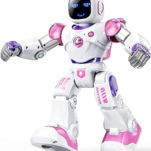 Ruko 1088 Smart Robot Toys for Kids, Large STEM Programmable Interactive RC Robot with Voice Control, App Control, Gifts for Boys & Girls Age 4 5 6 7 8 9, Pink