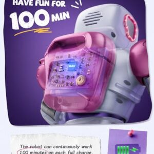 Ruko 1088 Smart Robot Toys for Kids, Large STEM Programmable Interactive RC Robot with Voice Control, App Control, Gifts for Boys & Girls Age 4 5 6 7 8 9, Pink