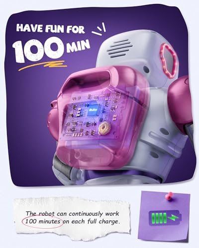 Ruko 1088 Smart Robot Toys for Kids, Large STEM Programmable Interactive RC Robot with Voice Control, App Control, Gifts for Boys & Girls Age 4 5 6 7 8 9, Pink