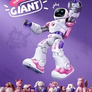 Ruko 1088 Smart Robot Toys for Kids, Large STEM Programmable Interactive RC Robot with Voice Control, App Control, Gifts for Boys & Girls Age 4 5 6 7 8 9, Pink