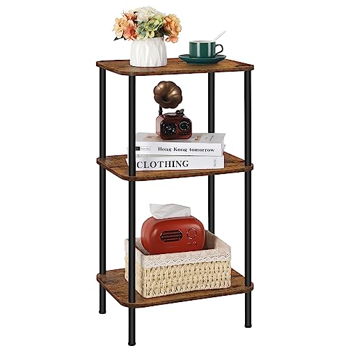 BTY 3 Tier Tall End Table Telephone Table Tall Side Table, 30" H Small End Table with Storage Shelves, Tall Nightstand for Living Room, Bedroom, Home Office,3 Tier Slim Table, Tall Side Table