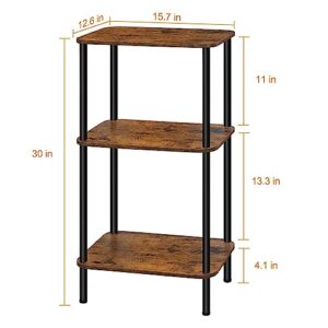 BTY 3 Tier Tall End Table Telephone Table Tall Side Table, 30" H Small End Table with Storage Shelves, Tall Nightstand for Living Room, Bedroom, Home Office,3 Tier Slim Table, Tall Side Table