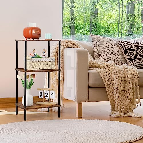 BTY 3 Tier Tall End Table Telephone Table Tall Side Table, 30" H Small End Table with Storage Shelves, Tall Nightstand for Living Room, Bedroom, Home Office,3 Tier Slim Table, Tall Side Table