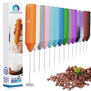 electric milk frother handheld, battery operated whisk beater foam maker for coffee, cappuccino, latte, matcha, hot chocolate, mini drink mixer, no stand, coral
