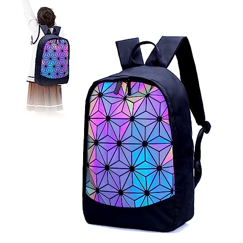 JMSBMQSE Backpacks Holographic Reflective Bag Bags Irredescent Rucksack Rainbow Fashion dazzle color geometric backpack. Creative personality backpack. Street fashion sports backpack.