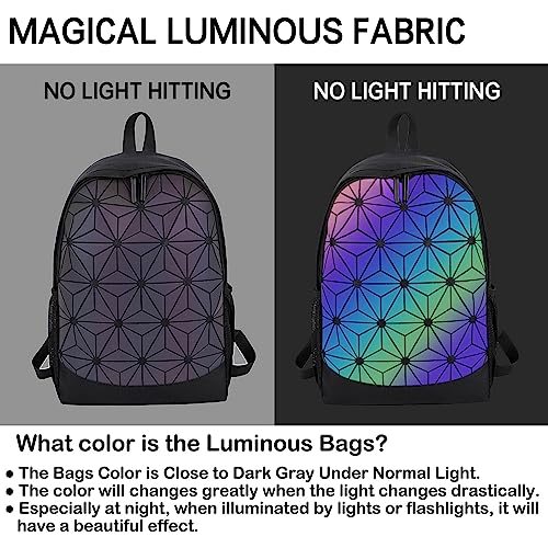 JMSBMQSE Backpacks Holographic Reflective Bag Bags Irredescent Rucksack Rainbow Fashion dazzle color geometric backpack. Creative personality backpack. Street fashion sports backpack.