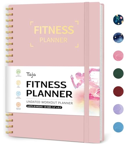 Fitness Workout Journal for Women & Men, A5(5.5" x 8.2") Workout Log Book Planner for Tracking, Progress, and Achieving Your Wellness Goals-Pink