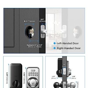 Keyless Entry Door Lock with 2 Knobs, Zowill DK01K Keypad Door Lock with Handle, Front Door Lock Set, Auto Lock, One-Touch Lock, One Time Code, IP54 Waterproof, Easy Installation - Satin Nickel