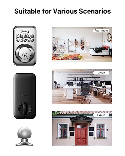 Keyless Entry Door Lock with 2 Knobs, Zowill DK01K Keypad Door Lock with Handle, Front Door Lock Set, Auto Lock, One-Touch Lock, One Time Code, IP54 Waterproof, Easy Installation - Satin Nickel