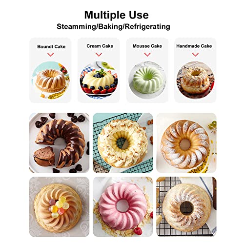 Nalchois 4 Inch Silicone Mini Bundt Cake Pan Set of 4, Nonstick BPA Free Silicone Cake Molds for Baking, Oven Dishwasher Safe Fluted Tube Baking Pan for Pumpkin Cake, Jelly, Brownies, Bread, Pudding