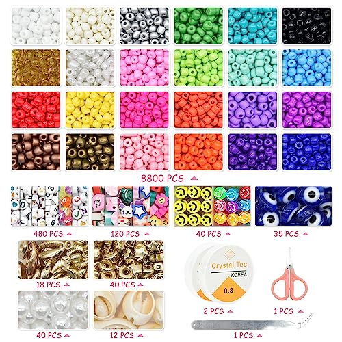 JOJANEAS 5mm Glass Seed Beads for Jewelry Making Kit Bracelet Making Kit for Girls Friendship Bracelet Kit Bracelet Beads Waist Bead Kit Tiny Beads Set