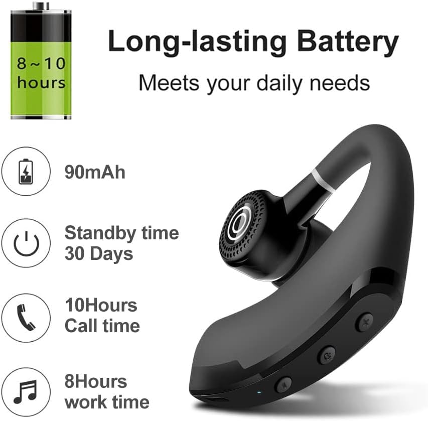 Wireless Earbuds,25 Hours Talktime Wireless Mono Bluetooth Headset with HD Microphone CVC8.0 Bluetooth Headphone Noise Reduction 270 ° Rotatable for Working/Driving