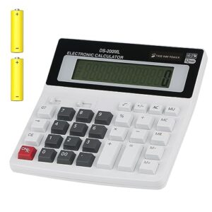 calculator, bvifiox desk calculator, 12 digit large lcd display, solar and battery office calculator, large keys, standard function for daily use in home and office (ct-200ml)