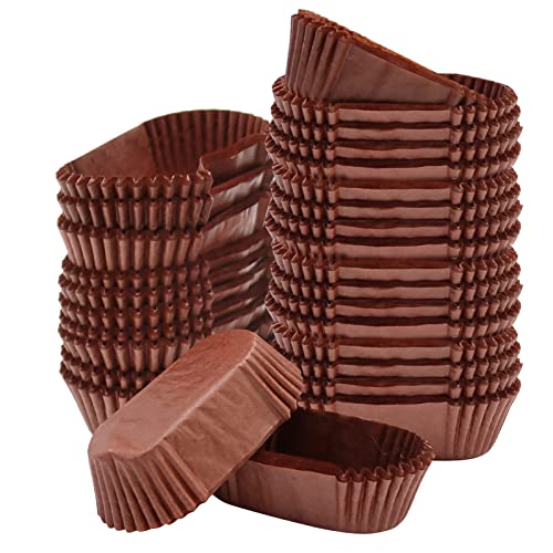 1000Pcs Oval Cake Cups, Boat Shape Paper Cups,Disposable Paper Liner Bread Loaf Pans, Loaf Liners for Baking Cupcake Muffin Bread (Coffee)