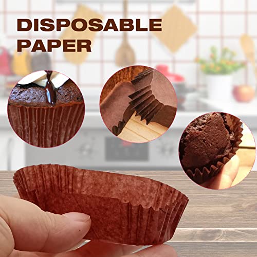 1000Pcs Oval Cake Cups, Boat Shape Paper Cups,Disposable Paper Liner Bread Loaf Pans, Loaf Liners for Baking Cupcake Muffin Bread (Coffee)