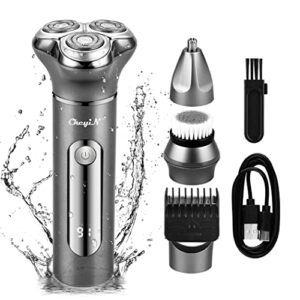 ckeyin man’s electric shaver, rechargeable cordless foil shaver razor with replaceable foil head, multifuctional wet & dry foil shaver (grey)