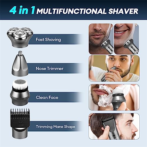 CkeyiN Man’s Electric Shaver, Rechargeable Cordless Foil Shaver Razor with Replaceable Foil Head, Multifuctional Wet & Dry Foil Shaver (Grey)