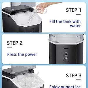 Joy Pebble Ice Maker Countertop, 10,000pcs/33lbs/Day Pebble Ice, Portable Nugget Ice Maker Machine with Handle, Self-Cleaning, Ice Scoop and Basket, Handheld Ice Maker for Kitchen/Home/Office/Party