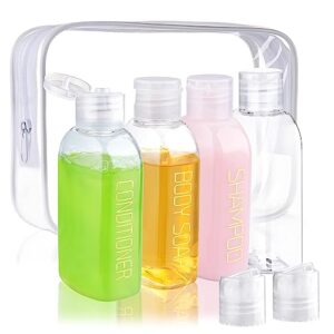 cosywell travel size toiletries plastic squeeze bottles 4pcs 3.4 oz tsa approved travel bottles for toiletries refillable cosmetic containers kit leakproof shampoo conditioner travel essentials