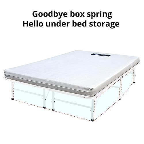 Naomi Home White Full Size Bed Frame with No Box Spring Needed - Sturdy Metal Platform Bedframe for Supportive Sleep