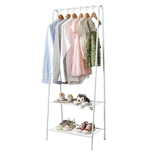 Metal Clothing Rack Retail 63in Industrial Clothing Racks Modern Garment Rack (White)