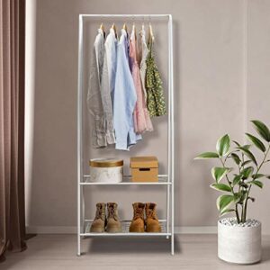 Metal Clothing Rack Retail 63in Industrial Clothing Racks Modern Garment Rack (White)