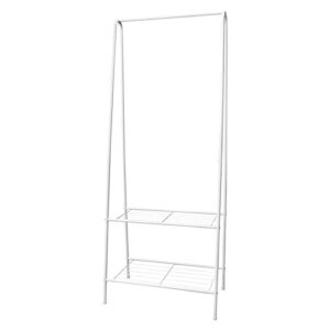 Metal Clothing Rack Retail 63in Industrial Clothing Racks Modern Garment Rack (White)