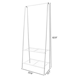 Metal Clothing Rack Retail 63in Industrial Clothing Racks Modern Garment Rack (White)