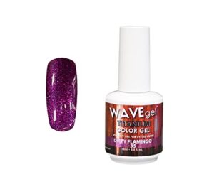 wavegel glitter nail gel polish - titanium collection - #35 dirty flamingo i 0.5 oz