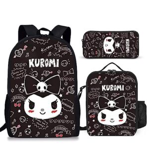 tbupnci 3pcs kids large capacity kawaii backpack with lunch box - travel school bag, durable laptop backpack-perfect for outdoor activities, travel, sports - cute fan gift set style4