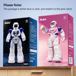 Ruko 6088 Robot Toys for Kids, RC Robot for Girls, Gesture Sensing Interactive Smart Robot, Singing Dancing Rechargeable Programmable, Gifts for Girls & Boys 3 4 5 6 Years Old, Pink