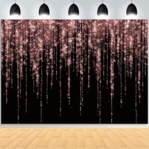 asoonyum 84"x60" rose gold glitter backdrop golden black pink birthday party background for photography women giirl sweet 16th 18th 40th baby shower happy birthday banner kids portraits photo props