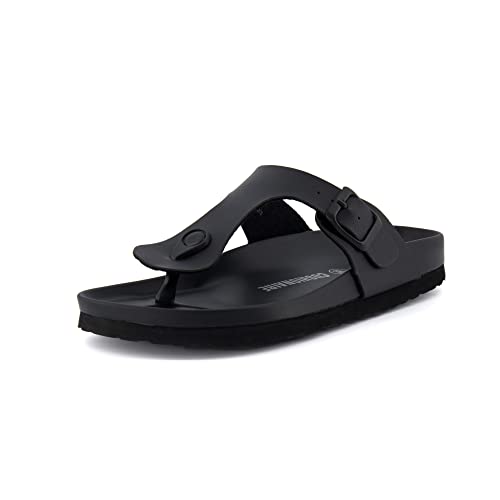 CUSHIONAIRE Women's Louie soft footbed Sandal with +Comfort, Black 7