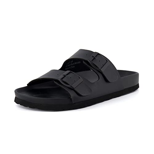 CUSHIONAIRE Women's Lindy soft footbed Sandal with +Comfort, Black 8.5