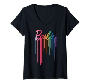 barbie - logo rainbow drip v-neck t-shirt