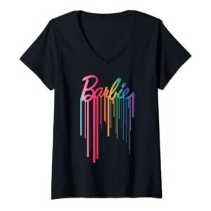 Barbie - Logo Rainbow Drip V-Neck T-Shirt