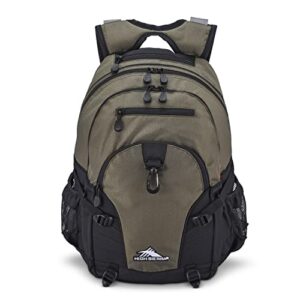 high sierra loop-backpack, travel, or work bookbag with tablet-sleeve, olive, one size