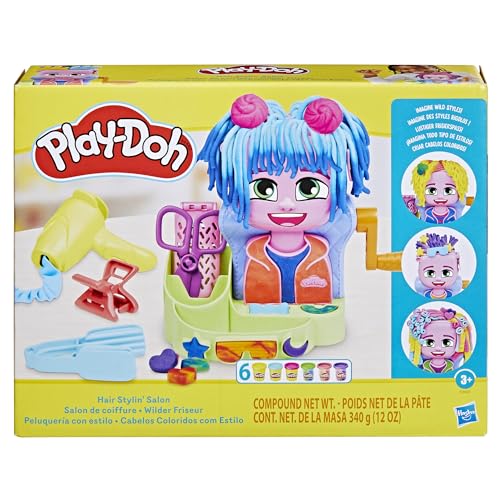 Play-Doh Hair Stylin' Salon Playset with 6 Cans, Pretend Play Toys for Girls and Boys Ages 3 and Up