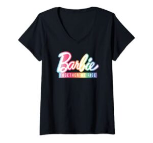 barbie - together we rise rainbow v-neck t-shirt