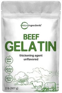 beef gelatin powder | grass fed, 2lbs | unflavored thickening agent, pasture raised source, rich in natural protein | great for cooking & baking | non-gmo