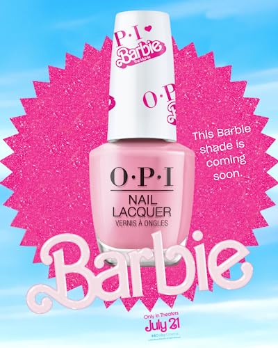 OPI Nail Lacquer, Opaque Crème Finish Pink Nail Polish, Up to 7 Days of Wear, Chip Resistant & Fast Drying, 3 Barbie Limited Edition Collection, Feel the Magic, 0.5 fl oz