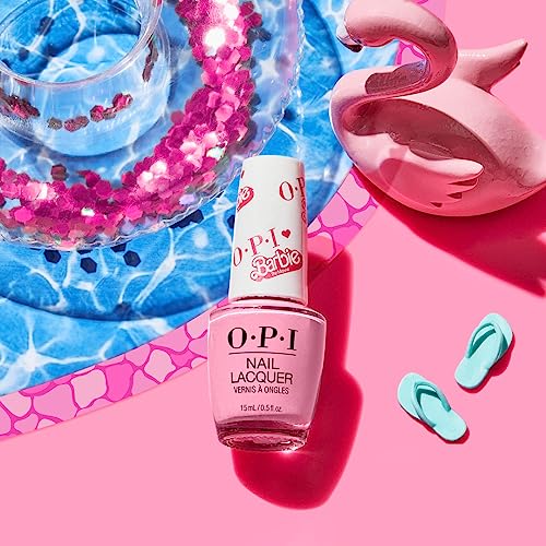 OPI Nail Lacquer, Opaque Crème Finish Pink Nail Polish, Up to 7 Days of Wear, Chip Resistant & Fast Drying, 3 Barbie Limited Edition Collection, Feel the Magic, 0.5 fl oz
