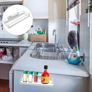 Alipis Clear Shelves Sliding Under Sink Organizers Pull Out Cabinet Organizer Storage Carbon Steel Sink Storage Drawer Shelf for Kitchen Bathroom Organizer White Storage Drawers