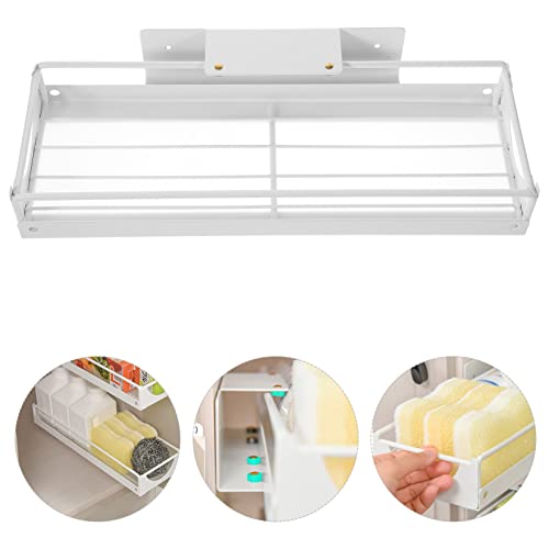 Alipis Clear Shelves Sliding Under Sink Organizers Pull Out Cabinet Organizer Storage Carbon Steel Sink Storage Drawer Shelf for Kitchen Bathroom Organizer White Storage Drawers