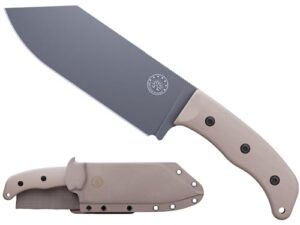 off-grid knives - grizzly v2 camp kitchen chef knife with sandvik 14c28n stainless steel, kydex sheath and belt clip, g10 scales, lanyard opening, camping, bbq & home kitchen use (coyote)