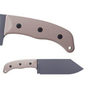 Off-Grid Knives - Grizzly V2 Camp Kitchen Chef Knife with Sandvik 14C28N Stainless Steel, Kydex Sheath and Belt Clip, G10 Scales, Lanyard Opening, Camping, BBQ & Home Kitchen Use (Coyote)