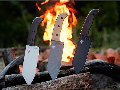 Off-Grid Knives - Grizzly V2 Camp Kitchen Chef Knife with Sandvik 14C28N Stainless Steel, Kydex Sheath and Belt Clip, G10 Scales, Lanyard Opening, Camping, BBQ & Home Kitchen Use (Coyote)