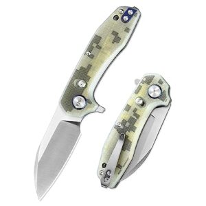 win+ pocket knife, folding knife with button lock, edc knife with axis lock and ball bearing, d2 tactical knife with g10 handle, survival knives for camping w3435 (b-camo-g10)