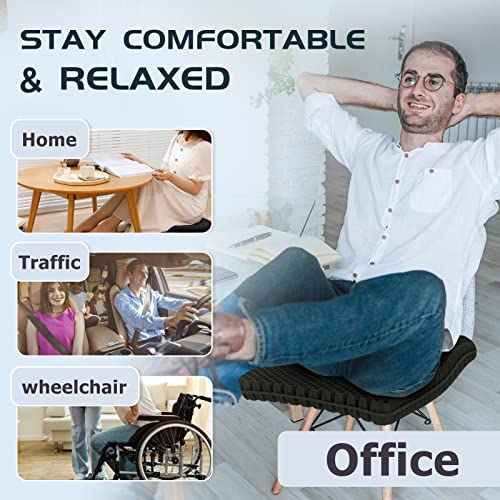 Super Large & Thick Gel Seat Cushion for Long Sitting, Office Chair Cushion for Car, Wheelchair, Desk, Stadium- Hip, Coccyx, Sciatica, Pressure Sores Tailbone Pain Relief Pad, Seat Cushion